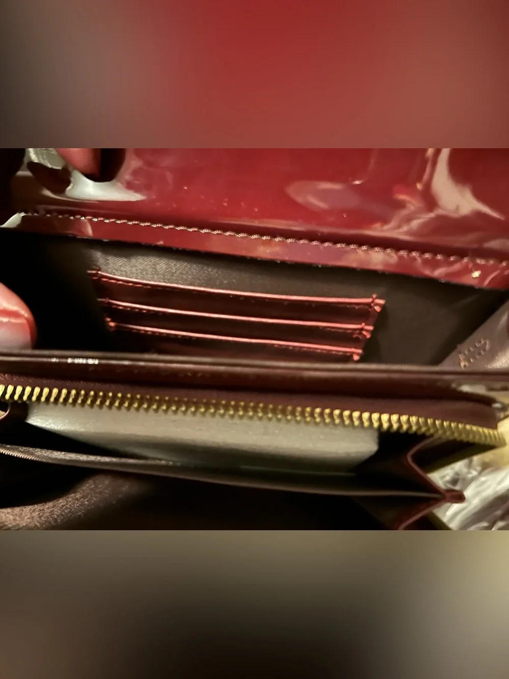 Glossy embossed Women's mini purse /wallet in deep burgundy